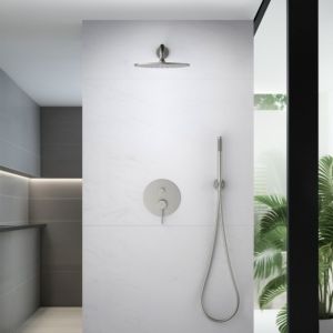Zestaw prysznicowy podtynkowy z deszczownicą i prysznicem <br/> BOSTON BOS-ZKP.150 NIKIEL (kolor STALI)
